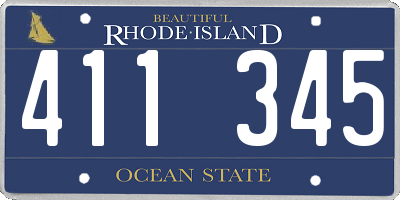 RI license plate 411345