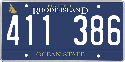 RI license plate 411386