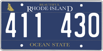 RI license plate 411430