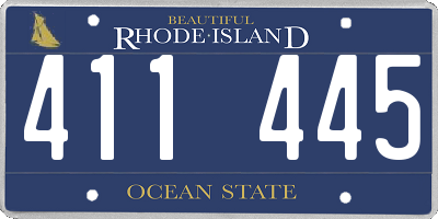 RI license plate 411445