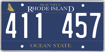 RI license plate 411457