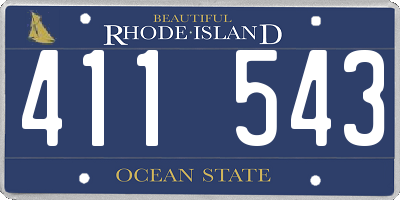 RI license plate 411543