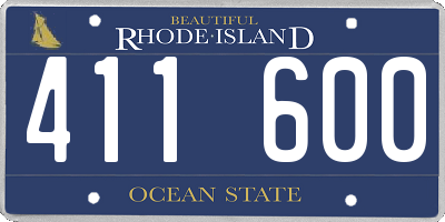 RI license plate 411600