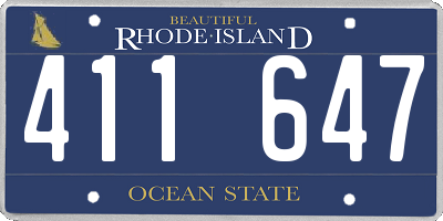 RI license plate 411647