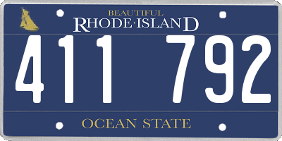 RI license plate 411792