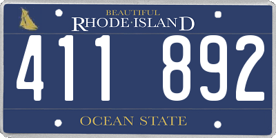 RI license plate 411892