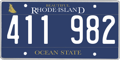 RI license plate 411982