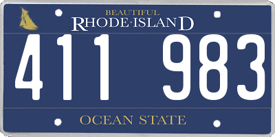 RI license plate 411983