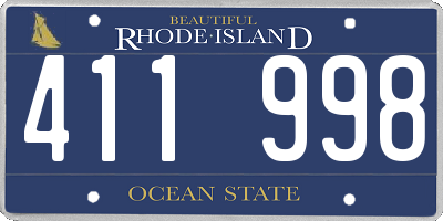 RI license plate 411998