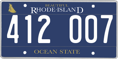 RI license plate 412007