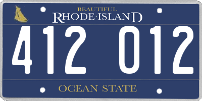 RI license plate 412012