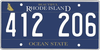 RI license plate 412206