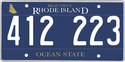 RI license plate 412223
