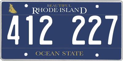 RI license plate 412227