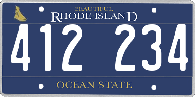 RI license plate 412234