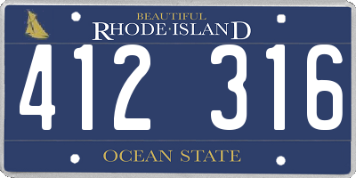 RI license plate 412316