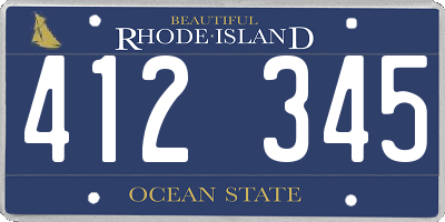 RI license plate 412345