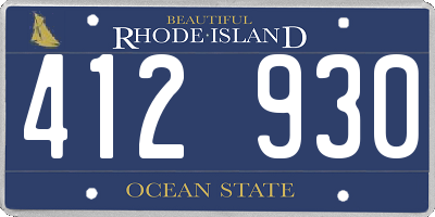 RI license plate 412930