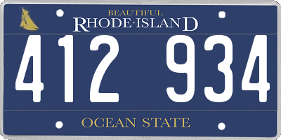RI license plate 412934