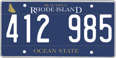 RI license plate 412985