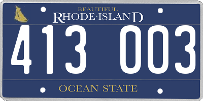 RI license plate 413003