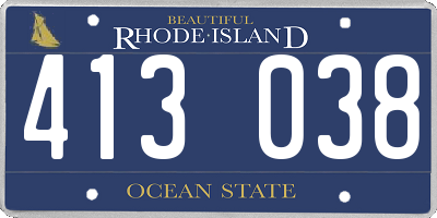 RI license plate 413038