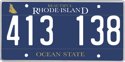 RI license plate 413138