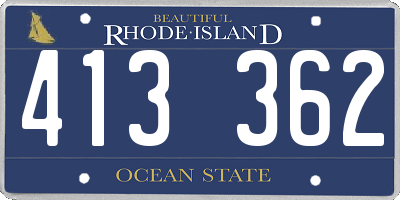 RI license plate 413362