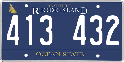 RI license plate 413432