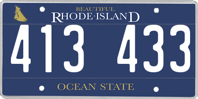RI license plate 413433