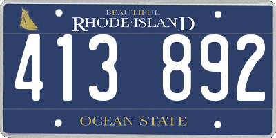 RI license plate 413892