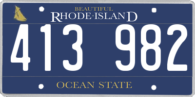 RI license plate 413982