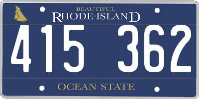 RI license plate 415362