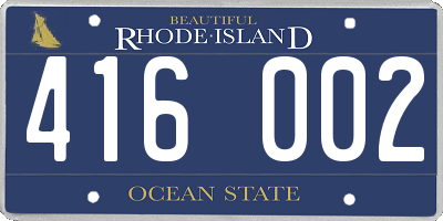 RI license plate 416002