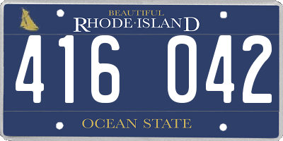 RI license plate 416042