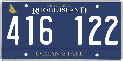 RI license plate 416122