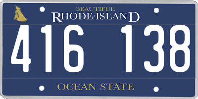 RI license plate 416138