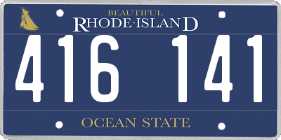 RI license plate 416141