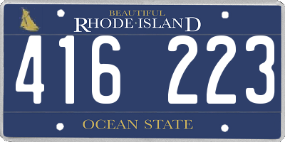 RI license plate 416223