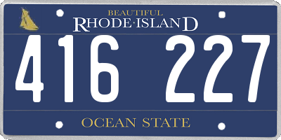 RI license plate 416227