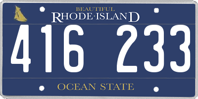 RI license plate 416233