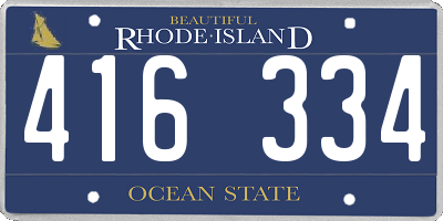 RI license plate 416334