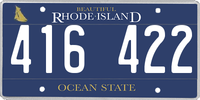 RI license plate 416422