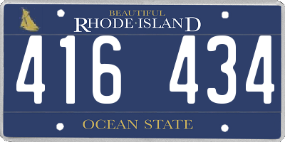 RI license plate 416434