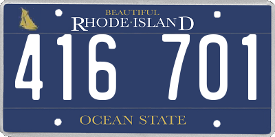 RI license plate 416701