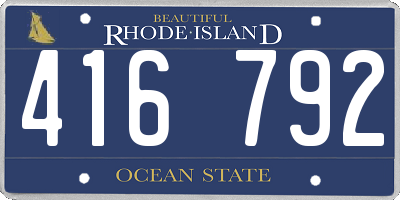RI license plate 416792