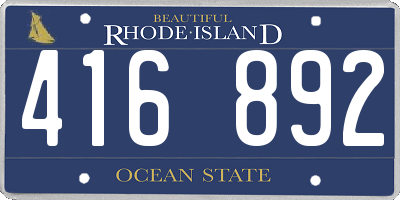 RI license plate 416892