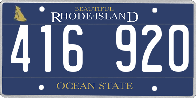 RI license plate 416920