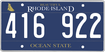 RI license plate 416922