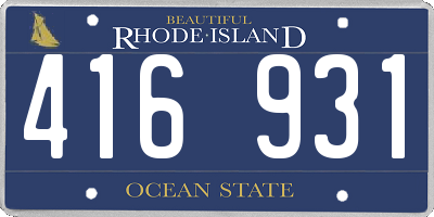 RI license plate 416931
